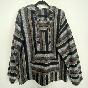 Earthbound Trading Men's Molina Ethnic Gorpcore Poncho/Hooded Bohemian Jacket XL